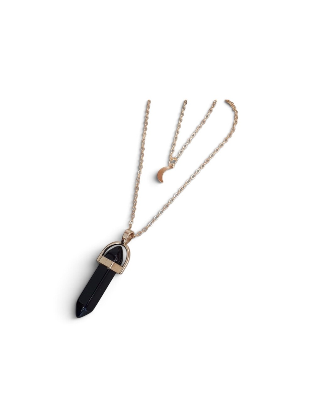 Multilayer Necklace Pendant Point Black Gem Stone Moon Charm
